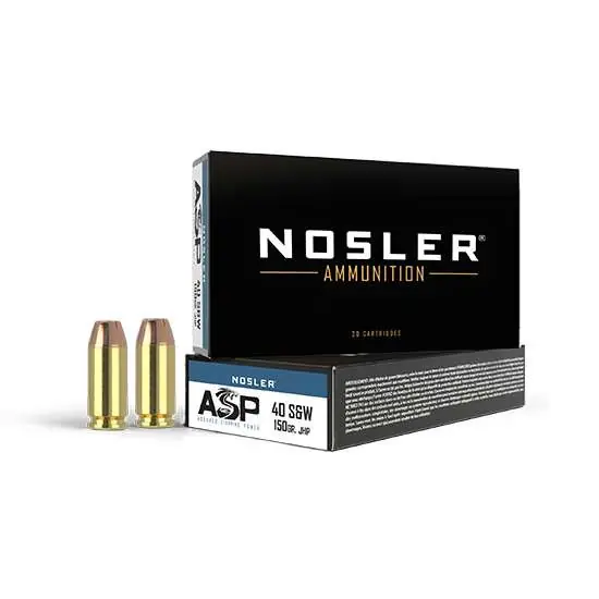 Nosler Match Grade Handgun Ammunition - 40 S&W - 150 Grain Jacketed Hollow Point - 50 Rounds