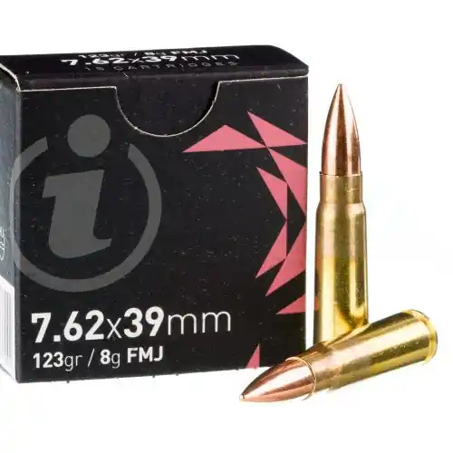 Igman Ammunition - 7.62x39 MM - 123 Grain Full Metal Jacket - 120 Rounds - Brass Case