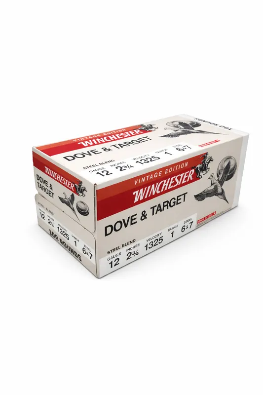 Winchester Vintage Dove & Target Ammunition - 12 Gauge - 2 3/4" - 1 Oz. - 6 & 7 Steel Shot - 200 Rounds