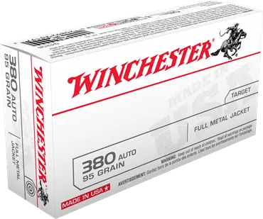 Winchester Ammunition - 380 ACP - 95 Grain Full Metal Jacket - 500 Rounds - Brass Case