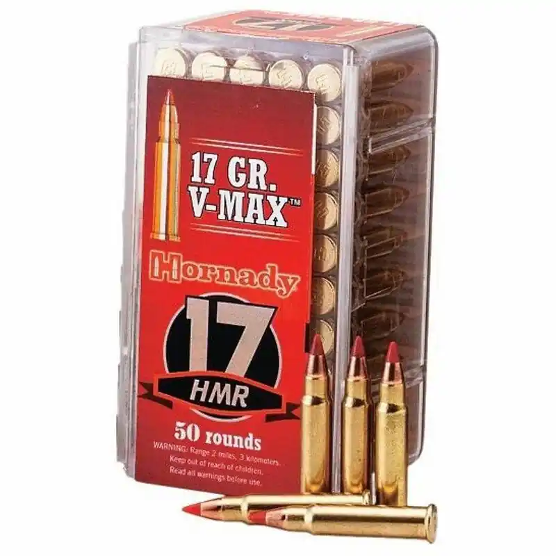 Hornady Varmint Express Ammunition - 17 HMR - 17 Grain V-Max - 500 Rounds - Brass Case