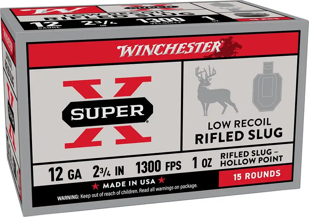 Winchester Super-X Low Recoil Ammunition - 12 Gauge - 2 3/4" - 1 Oz Rifles Slug - 150 Rounds