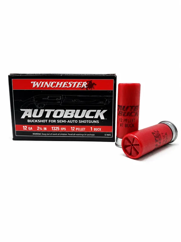 Winchester AutoBuck Ammunition - 12 Gauge - 2 3/4" - 12 pellet - 1 Buck - 5 Rounds