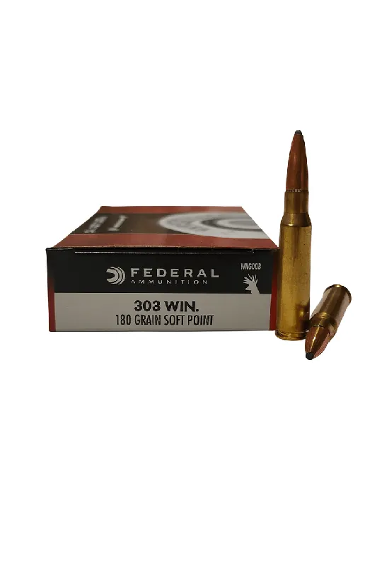 Federal Ammunition - 308 Winchester - 180 Grain Soft Point - 20 Rounds - Brass Case