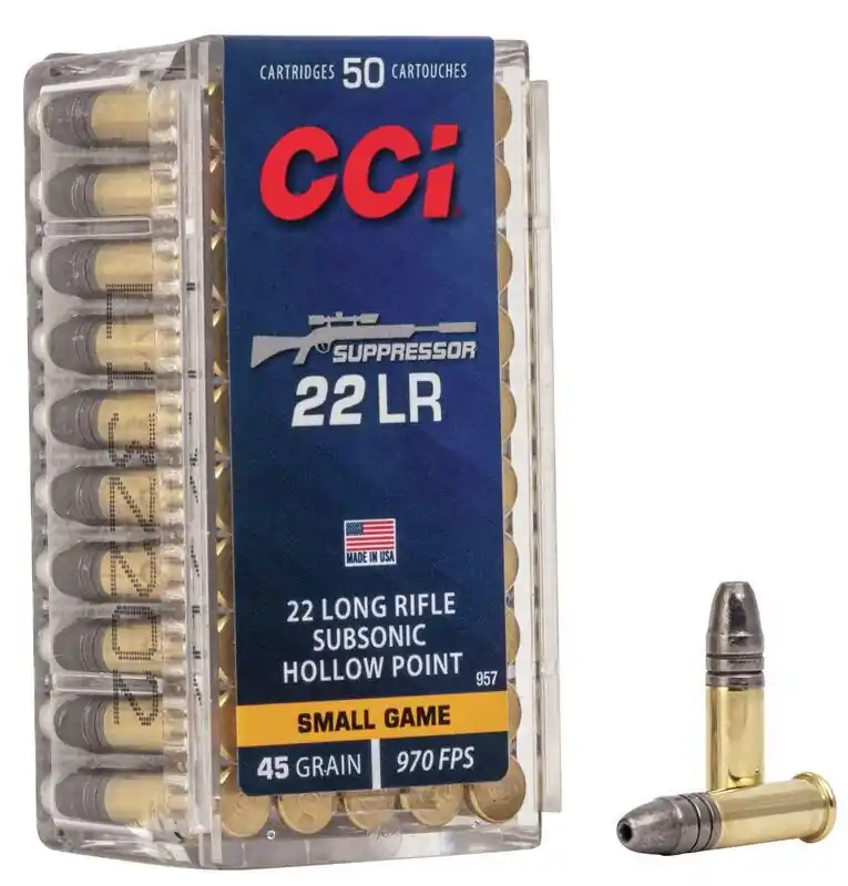 CCI Suppressor Ammunition - 22 Long Rifle - 45 Grain Subsonic Hollow Point - 50 Rounds