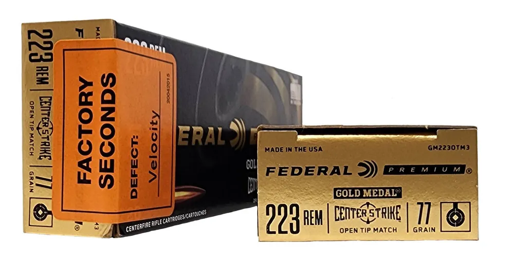 Federal Premium Ammunition - 223 Remington - 77 Grain Open Tip Match - 20 Rounds - FACTORY SECONDS