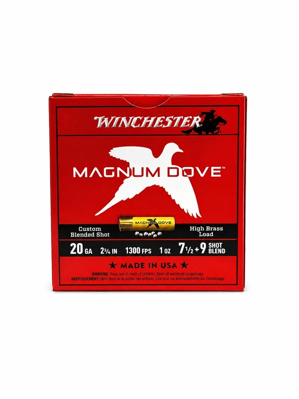 Winchester Magnum Dove Ammunition - 20 Gauge - 2 3/4" - 1 Oz. - 7 1/2 & 9 Lead Shot - 250 Rounds
