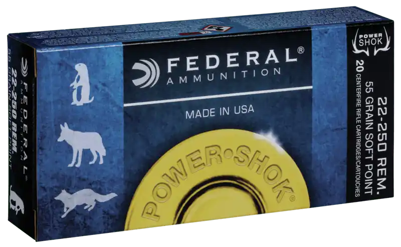 Federal Power-Shok Ammunition - 22-250 Remington 55 Grain Soft Point - 20 Rounds