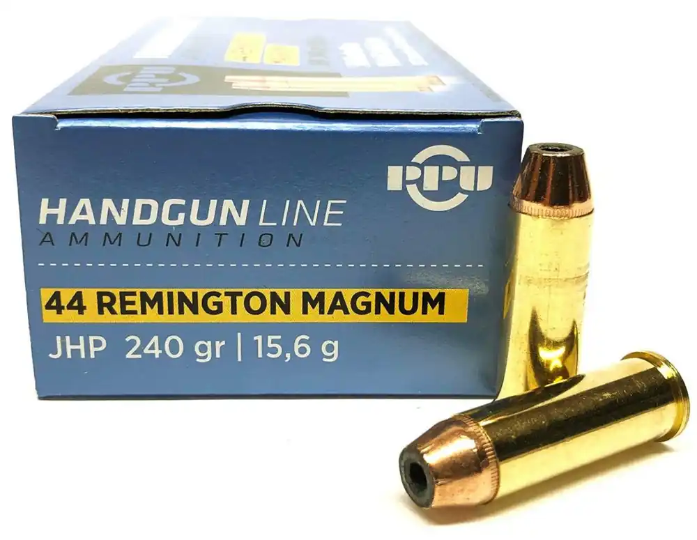 Prvi Partizan Ammunition - 44 Magnum - 240 Grain Jacketed Hollow Point - 50 Rounds - Brass Case