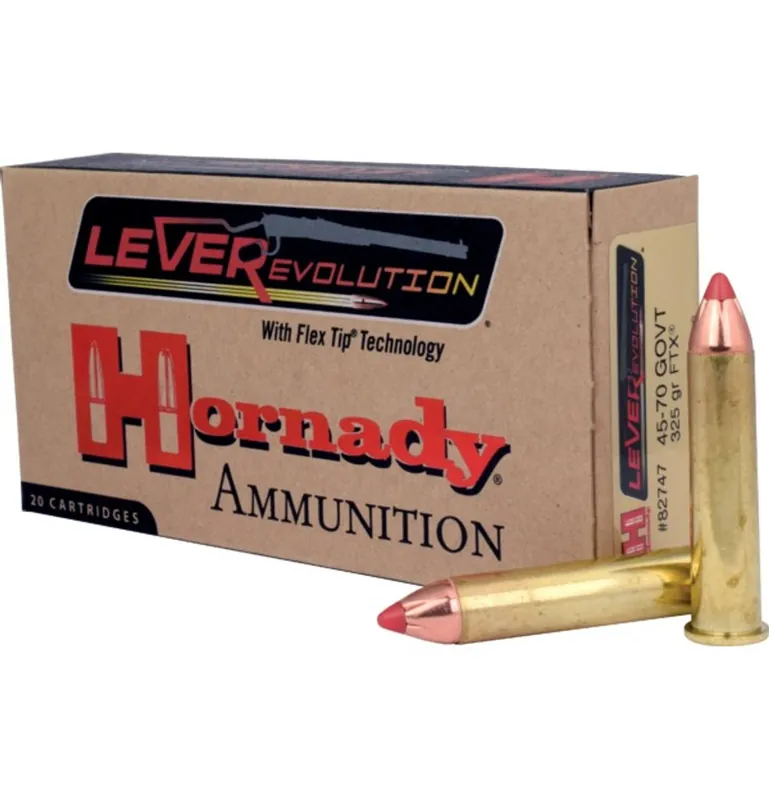 Hornady LEVERevolution Ammunition - 45-70 Government - 325 Grain Flex Tip eXpanding - 20 Rounds - Brass Case