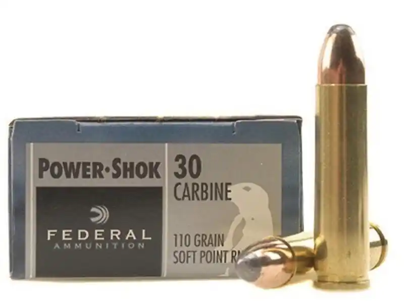 Federal Power-Shok 30 Carbine 110 Grain Soft Point - 20 Rounds - Brass Case