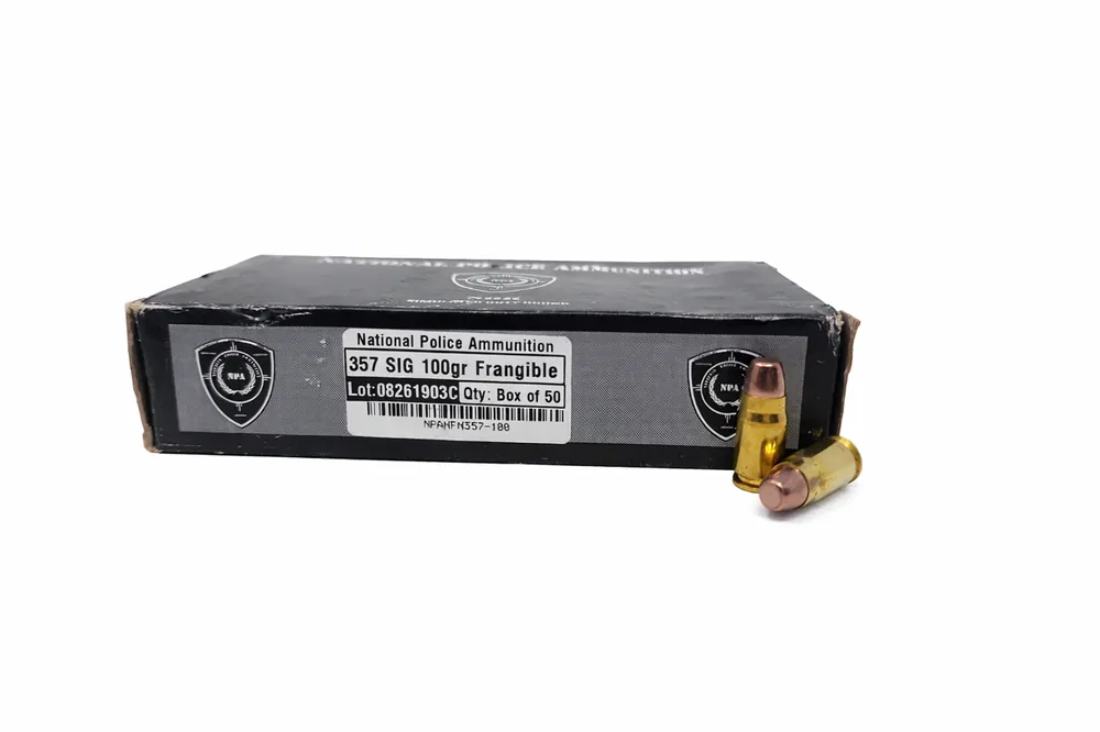National Police Ammunition - 357 Sig - 100 Grain Frangible - 50 Rounds