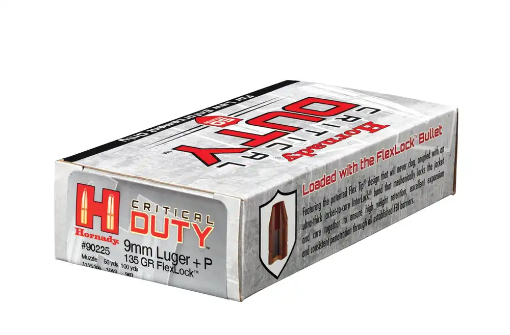 Hornady 9mm Luger+P 135 Grain Critical Duty LE - 500 Rounds - Brass Case