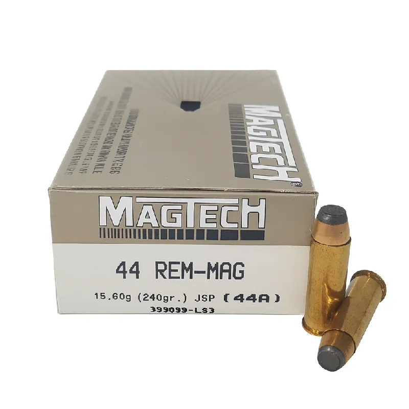 MagTech Ammunition - 44 Remington Magnum - 240 Grain Semi Jacket Soft Point - 50 Rounds - Brass Case