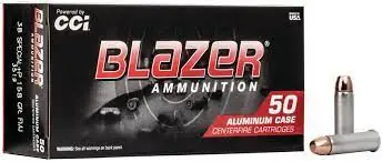 Blazer Ammunition - 38 Special + P - 158 Grain Full Metal Jacket - 50 Rounds - Aluminum Case