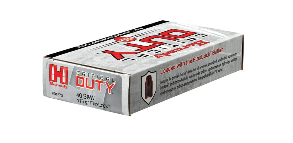 Hornady 40 S&W 175 Grain Critical Duty FlexLock LE - 50 Rounds - Brass Case