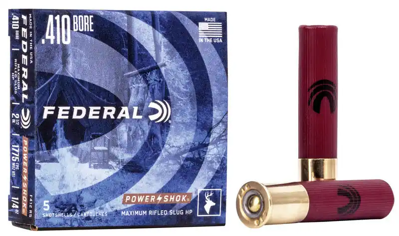 Federal Power Shok Ammunition - 410 Bore - 2 1/2" - 1/4 Oz. Rifled Slug HP - 5 Rounds