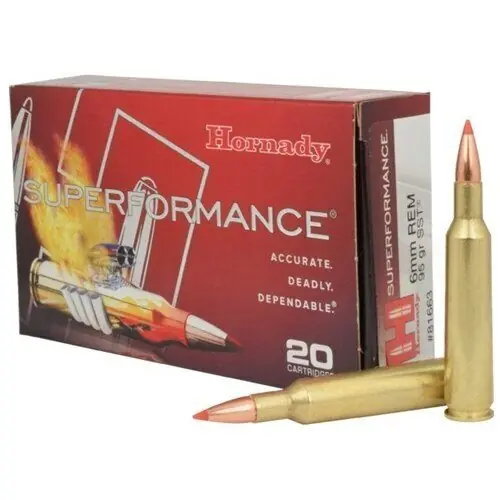 Hornady Superformance Ammunition - 6 MM Remington - 95 Grain SST - 20 Rounds - Brass Case