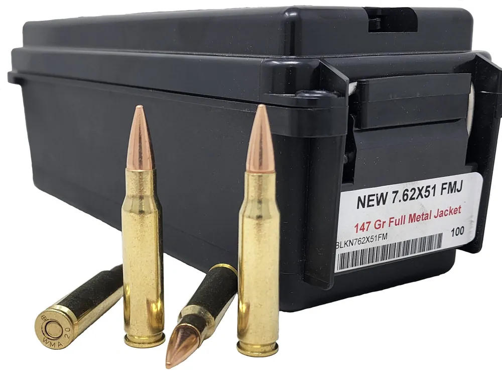 Miwall New Ammunition - 7.62X51 MM - 147 Grain Full Metal Jacket - 100 Rounds W/ Free Ammo Can