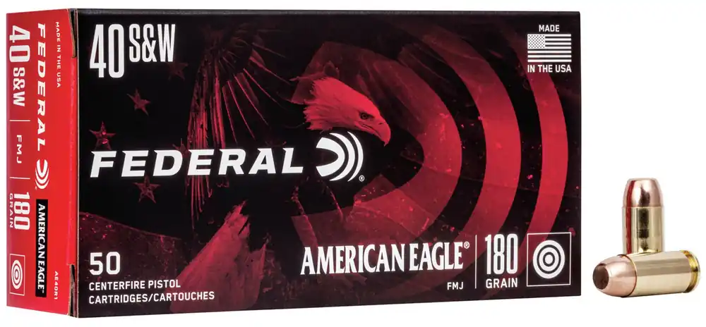 Federal American Eagle Ammunition - 40 S&W - 180 Grain Full Metal Jacket - 50 Rounds