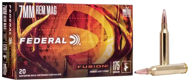 Federal Fusion Ammunition - 7 MM Remington Magnum - 175 Grain Bonded Soft Point - 20 Rounds