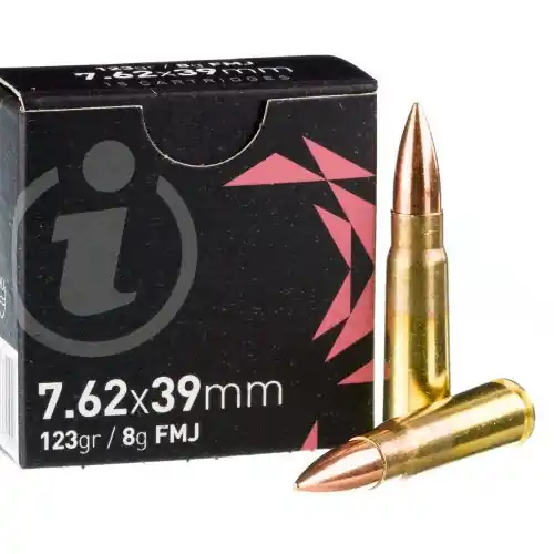 Igman Ammunition - 7.62x39 MM - 123 Grain Full Metal Jacket - 15 Rounds - Brass Case