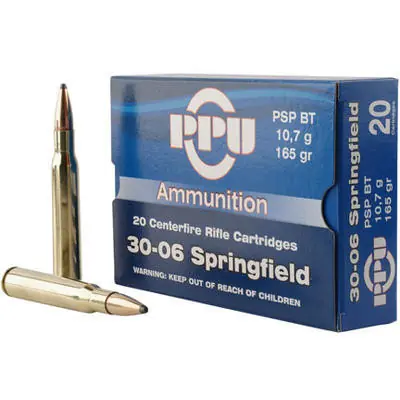 Priv Partizan Ammunition - .30-06 Springfield - 165 Grain Pointed Soft Point - 20 Rounds - Brass Case