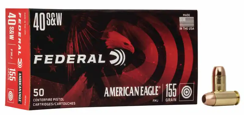 Federal AE Ammunition - 40 S&W - 155 Grain Full Metal Jacket - 50 Rounds - Brass Case