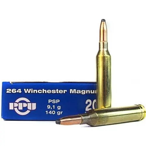Prvi Partizan Ammunition - 264 Winchester Mag - 140 Grain Soft Point - 20 Rounds - Brass Case