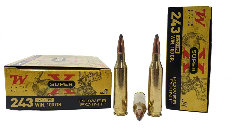 Winchester Super-X "100 Year Anniversary" - 243 Winchester - 100 Grain Power Point - 20 Rounds - Brass Case
