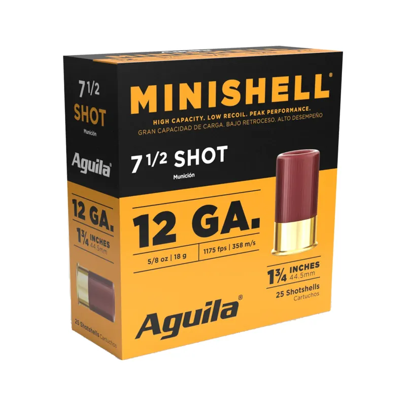 Aguila Minishell Ammunition - 12 Gauge - 1 3/4" - 5/8 Oz. - 7 1/2 Lead Shot - 25 Rounds