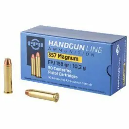 Prvi Partizan Ammunition 357 Magnum - 158 Grain Flat Point Jacket - 50 Rounds - Brass Case