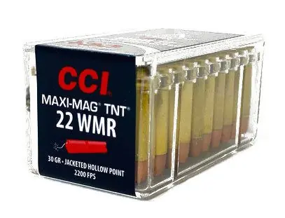CCI Maxi Mag Ammunition - 22 Winchester Magnum - 30 Grain TNT Jacketed Hollow Point - 50 Rounds - Brass Case