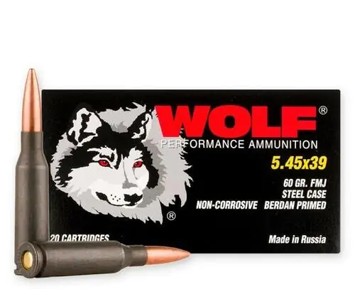 Wolf Performance Ammunition - 5.45x39 MM - 60 Grain Full Metal Jacket - 1000 Rounds - Steel Case
