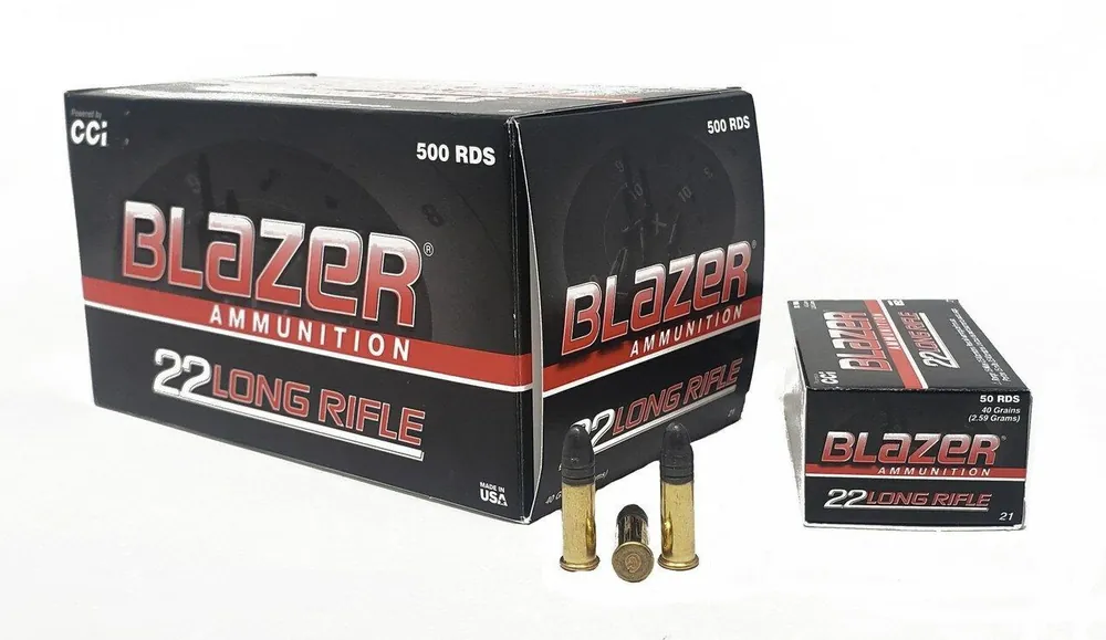 CCI Blazer Ammunition - 22 Long Rifle - 40 Grain Lead Round Nose - 50 Rounds - Brass Case