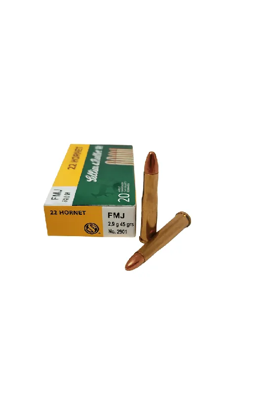 Sellier & Bellot Ammunition - 22 Hornet - 45 Grain Full Metal Jacket - 20 Rounds