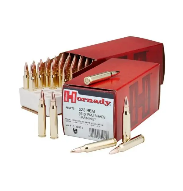 Hornady Ammunition - 223 Remington - 55 Grain FMJ - 50 Rounds - Brass Case