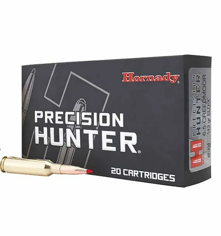 Hornady Precision Hunter Ammunition - 6.5 Creedmoor - 143 Grain ELD-X - 20 Rounds - Brass Case