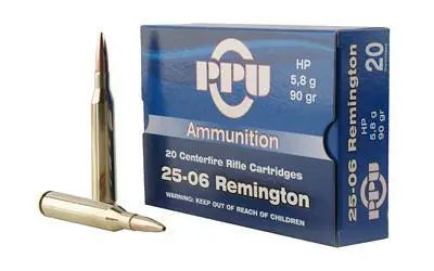 Prvi Partizan Ammunition - 25-06 Remington - 90 Grain Hollow Point - 20 Rounds - Brass Case