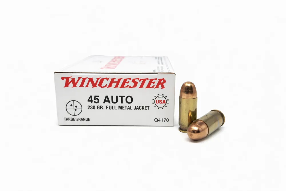 Winchester USA Ammunition - 45 ACP - 230 Grain Full Metal Jacket - 50 Rounds - Brass Case