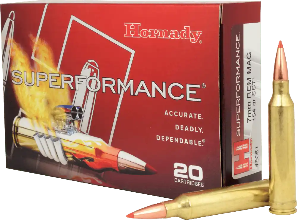 Hornady Superformance SST Ammunition - 7 MM Remington Magnum - 154 Grain SST - 20 Rounds - Brass Case