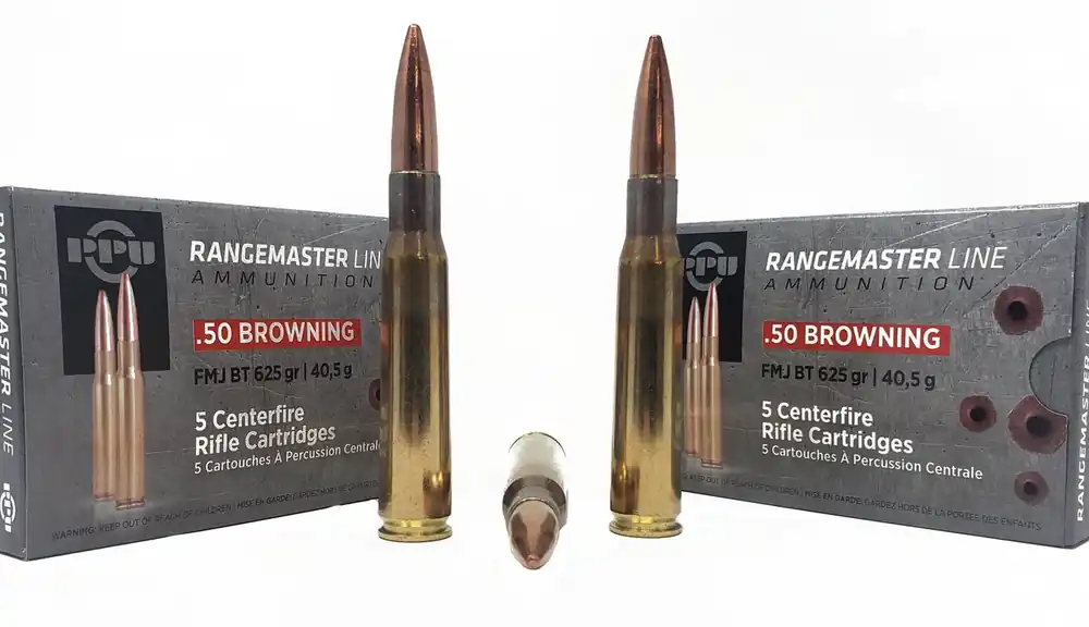 Prvi RangeMaster Ammunition - 50 BMG - 625 Grain Full Metal Jacket - 5 Rounds - Brass Case