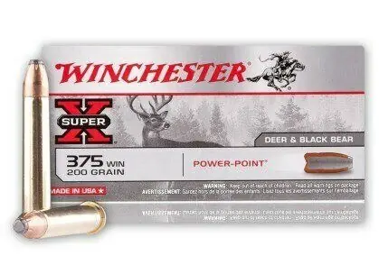Winchester Super-X Ammunition - 375 Winchester - 200 Grain Power Point - 20 Rounds - Brass Case