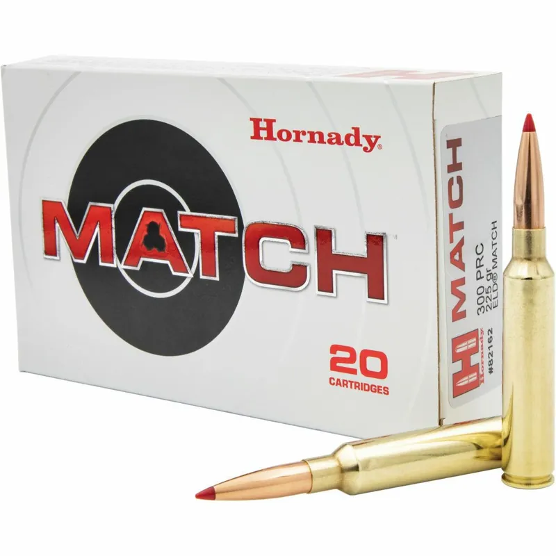 Hornady Match Ammunition - 300 PRC - 225 Grain ELD-Match - 20 Rounds - Brass Case