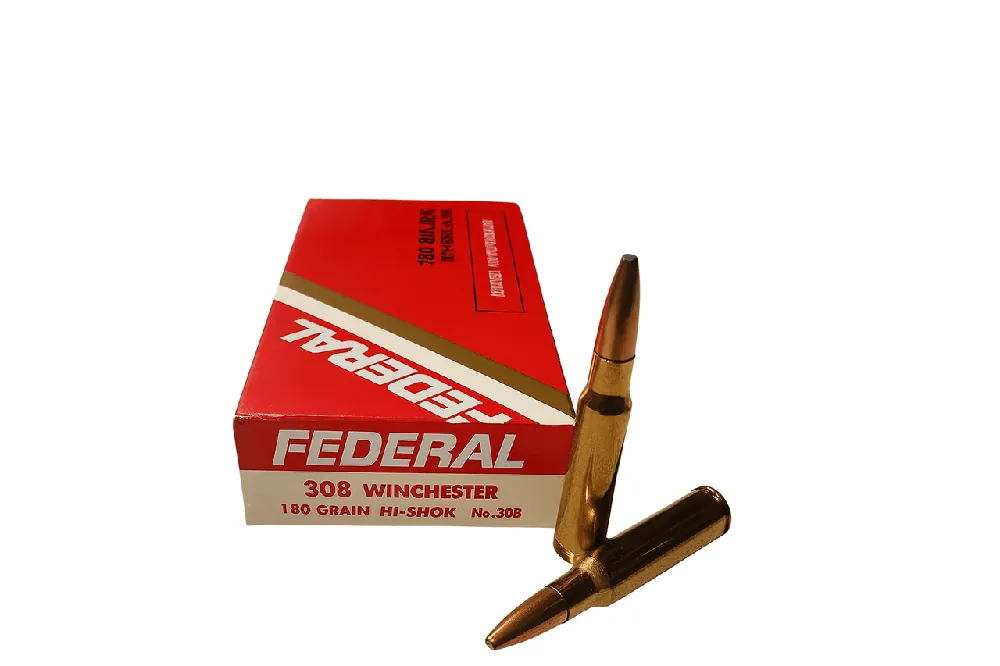 Federal Ammunition - 308 Winchester - 180 Grain Soft Point Hi-Shok - 20 Rounds - Brass Case
