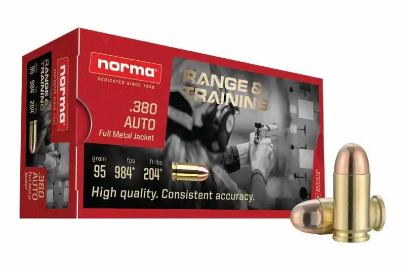 Norma Range & Training Ammunition - 380 Auto - 95 Grain Full Metal Jacket - 50 Rounds