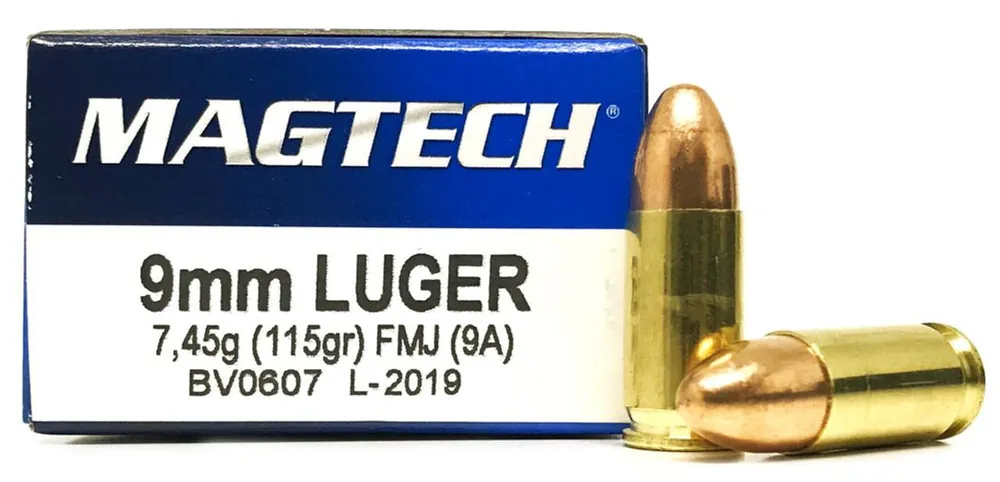 Magtech Ammunition - 9 MM Luger - 115 Grain Full Metal Jacket - 1000 Rounds - Brass Case