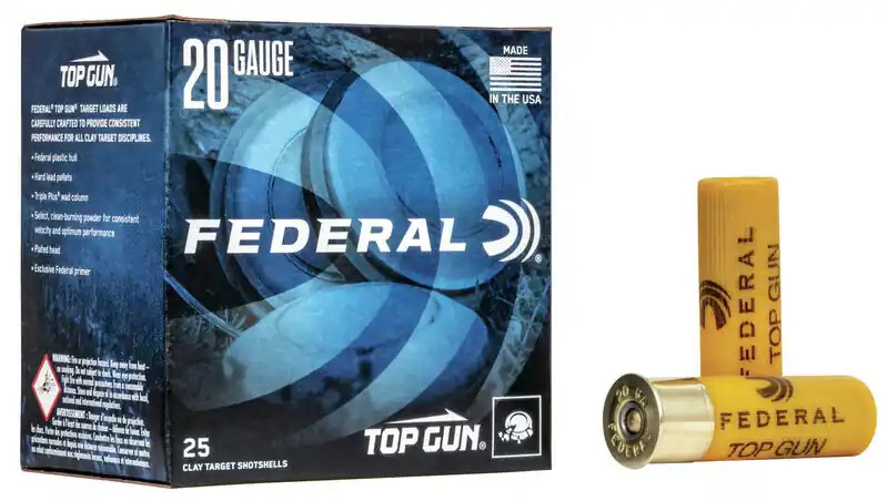 Federal Top Gun Ammunition - 20 Gauge - 2 3/4" - 8 Lead shot - 2 1/2 Dram Eq. - 250 Rounds