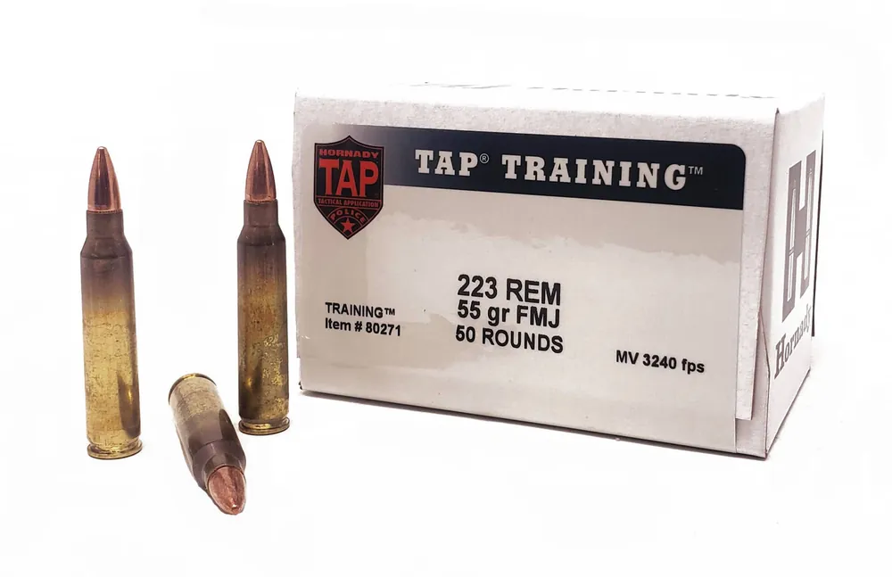 Hornady 223 Rem - 55 Grain Full Metal Jacket Boat Tail - 500 Rounds - Brass Case