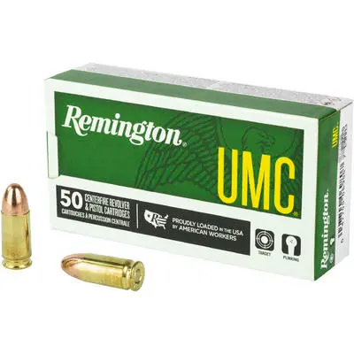 Remington UMC Ammunition - 9 MM Luger - 115 Grain Full Metal Jacket - 50 Rounds - Brass Case